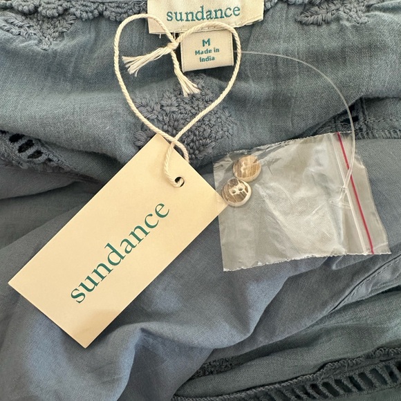 Sundance Blue Catalog Cloverfield Cotton Tunic Shirt Sz M Embroidered Coastal - Picture 12 of 13